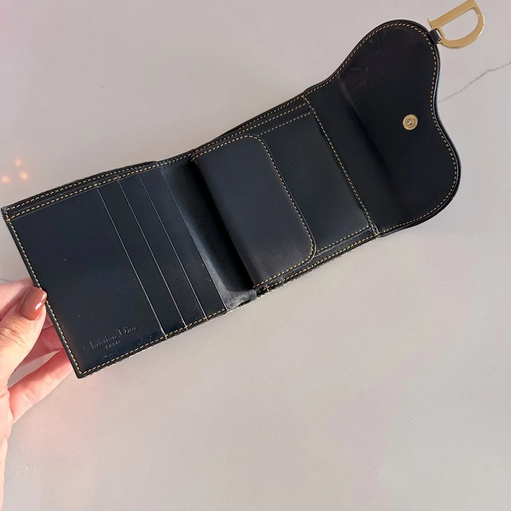 AUTH Christian Dior Trotter Wallet Navy Blue
